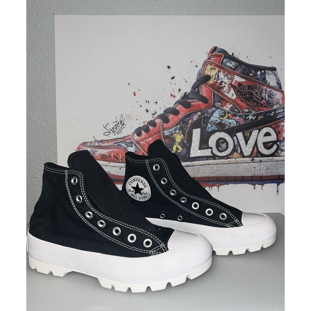 Converse Chuck Taylor Lugged Platform Hi Black White Women's Size 7 Excellent!!!